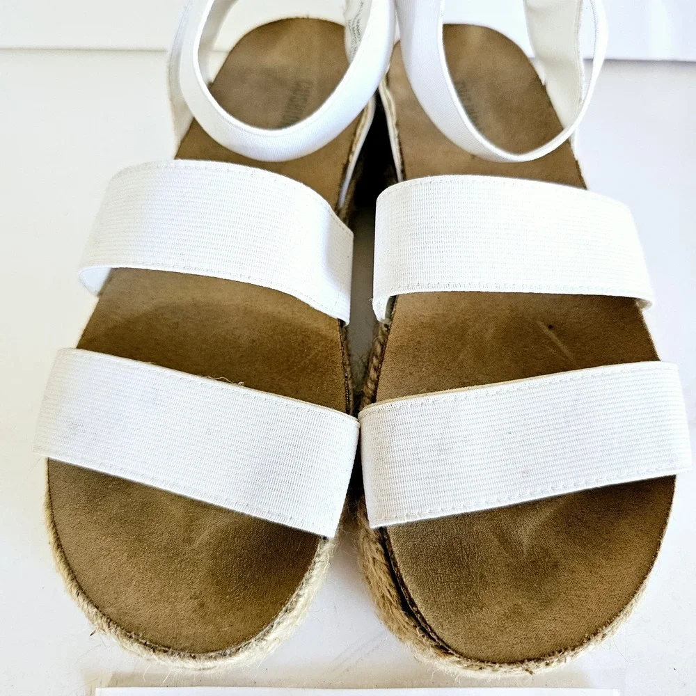 Cushionaire Womens Mandy Cork Espadrille Platform Sandal Stretchy Sz 8 - Sh434.2